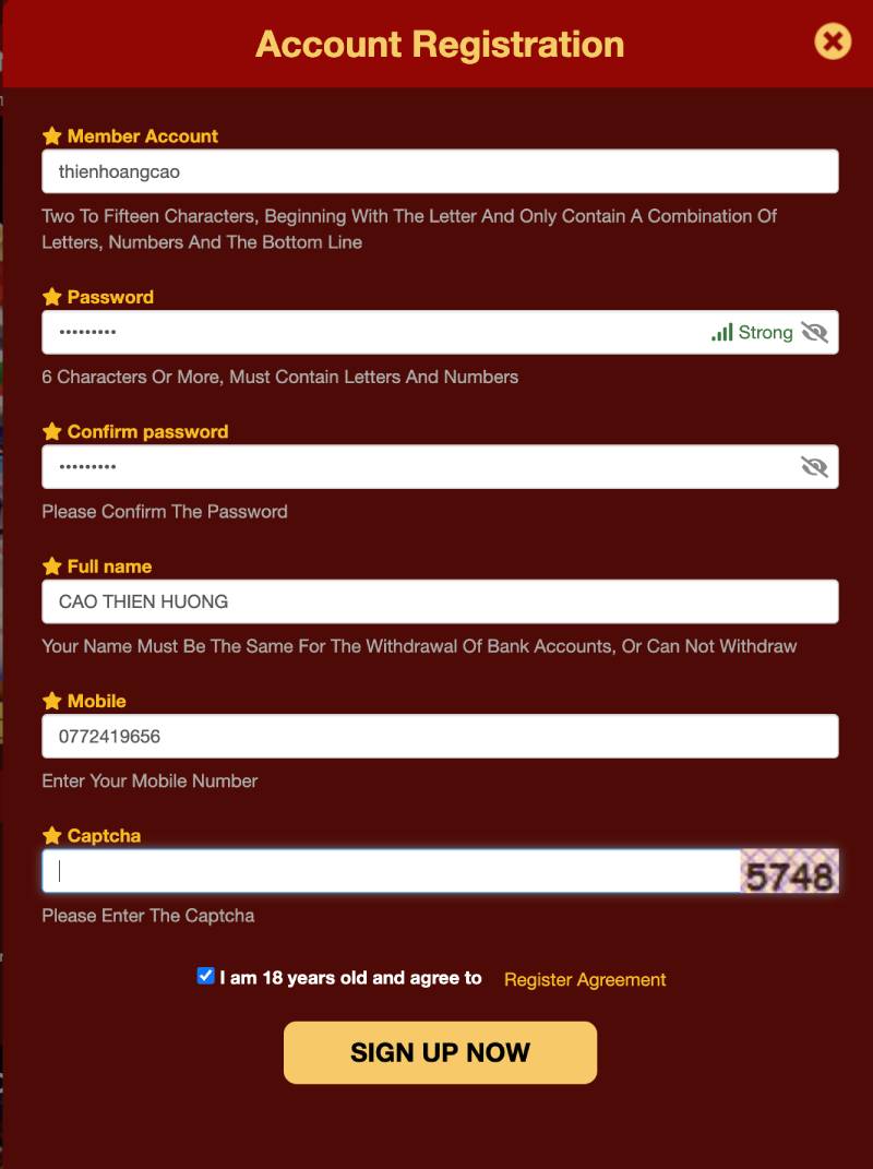 Hướng Dẫn Đăng Ký 98win Cực Dễ Dàng Và Nhanh Gọn 4 Buoc 2 Dien thong tin ca nhan dang ky